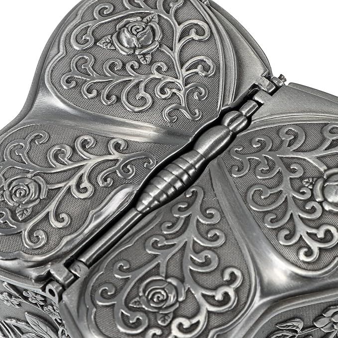 Hipiwe Vintage Metal Jewelry Box Butterfly Shape Trinket Box Decorative Metal Small Jewelry Storage Box for Rings Necklaces Earrings Organizer Keepsakes Box Gift for Women - Image 7