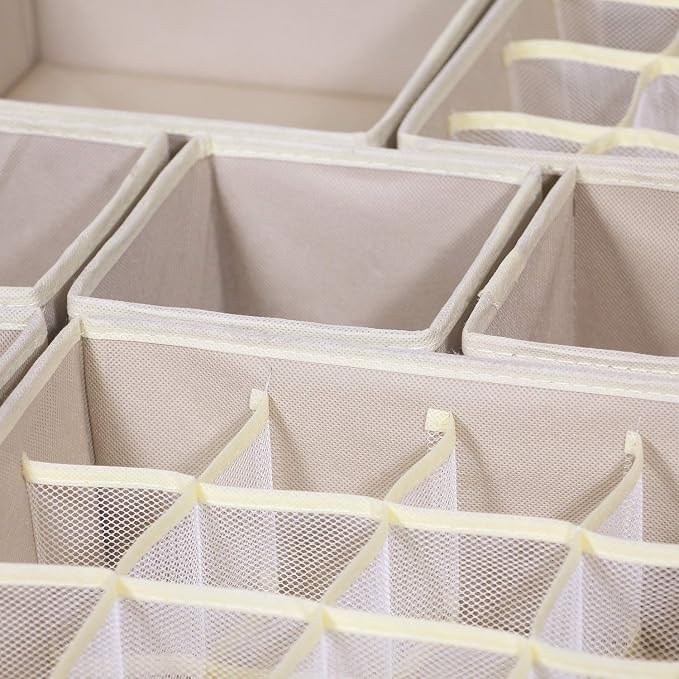 TENABORT 21 Pack Foldable Drawer Organizer Dividers Cloth Storage Box Closet Dresser Organizer Cube Fabric Containers Basket Bins for Underwear Bras Socks Panties Lingeries Nursery Baby Clothes Beige - Image 4