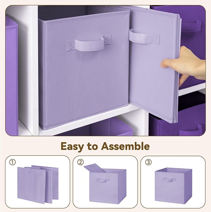GRANNY SAYS Cube Storage Bins, 13 Inch Cube Storage Organizer, Fabric Storage Bins, Storage Cubes for Shelves, Closet, Purple Gradient, 6-Pack - Image 4