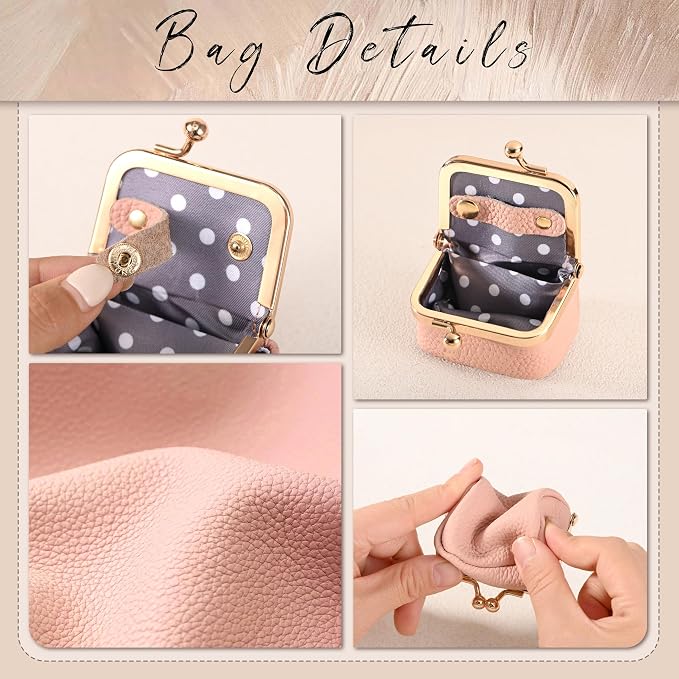 Zivyes Mini Jewelry Box Travel Small Coin Purse Organizer Case Genuine Leather Tiny Size (Light Pink) - Image 5