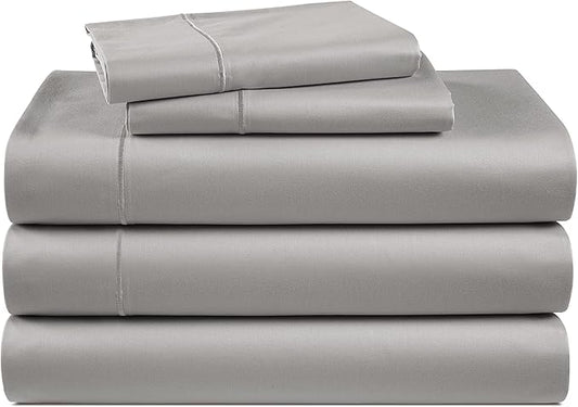 LANE LINEN 100% Egyptian Cotton Split King Sheets for Adjustable Beds Sustainably Produced Luxury Hotel Like Thick Split King Bed Sheets, Machine Washable Cotton Sheets - Silver