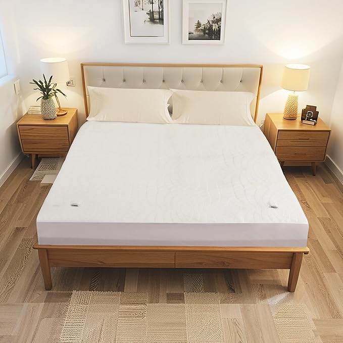 Electric Mattress Pad Queen 60"x80", 4 Heating Levels & 10H Auto Shut Off, Breathable, Diamond Pattern, Fitted Design, Machine Washable, White Diamond Printed Pattern