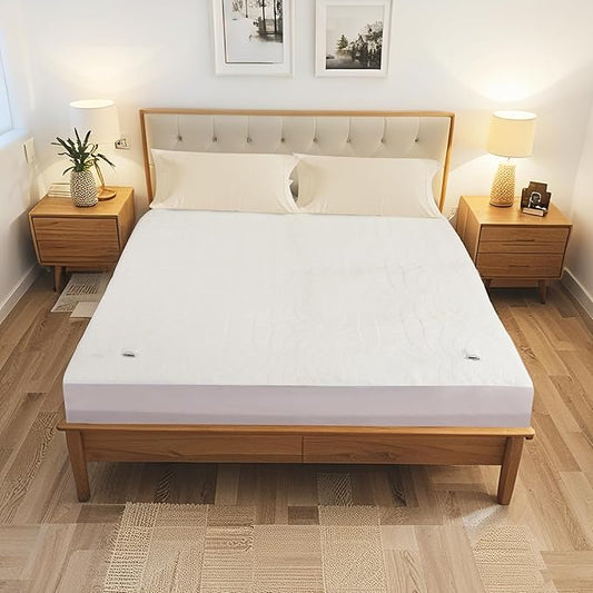 Electric Mattress Pad Twin Size 39"x75" with 10 Hours Auto Off 4 Heat Setting Simple Controller Fit Up to 15 Inch Deep Pocket, Machine Washable - White Diamond Printed Pattern