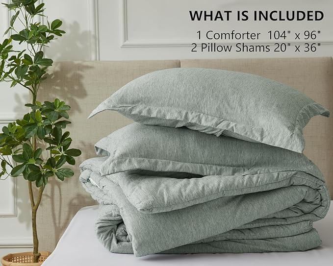 CozyLux California King Comforter Set - 3 Pieces Sage Green Soft Luxury Cationic Dyeing Cal King Size Bedding Comforter All Season, Breathable Lightweight Bed Sets with 1 Comforter and 2 Pillow Shams