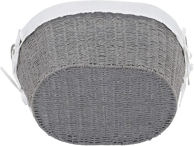 Household Essentials ML-7267 Decorative Wicker Laundry Basket with Handles and Removable Liner | Grey - Image 7