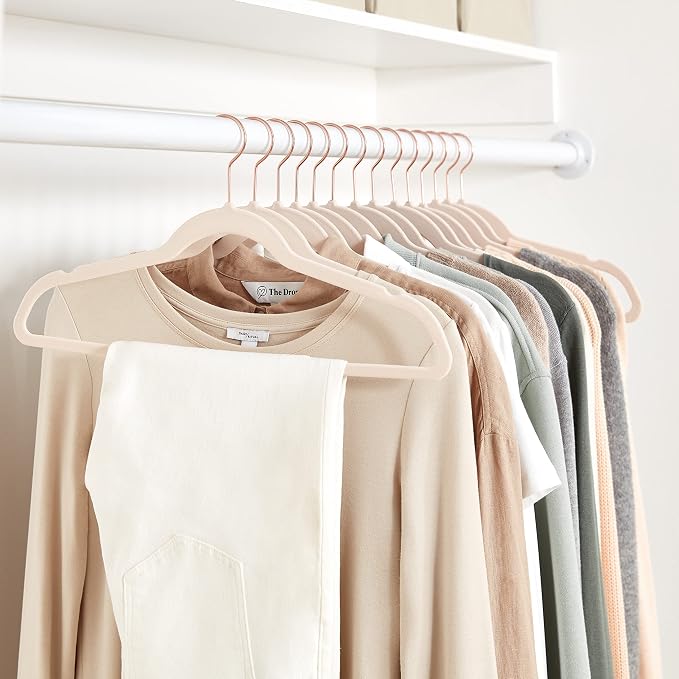 Amazon Basics Space Saving Slim Velvet Non-Slip Suit Clothes Hangers, Sturdy Construction, Closet Organizer, Pack of 50, Blush Pink/Rose Gold - Image 6