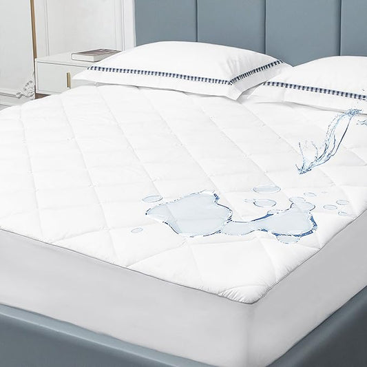 Sunflower Quilted Queen Mattress Protector, Mattress Pad Queen, Cotton Mattress Cover Waterproof, 18-22" Extra Deep Pocket Thin Version, Hypoallergenic Soft Durable