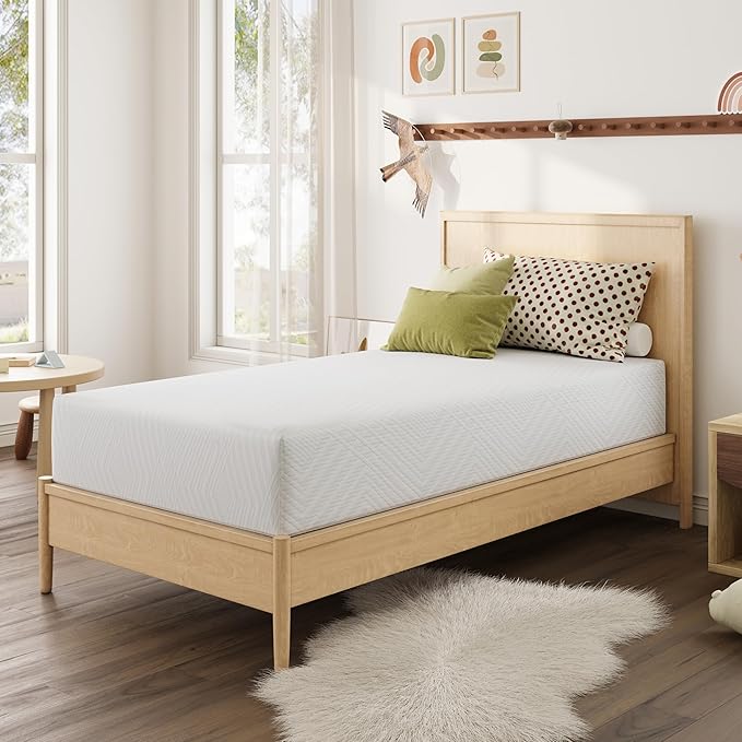 MLILY Twin Mattress in a Box, 12 inch Mattresses Made in USA for Kids Bed Single Size Daybed Individual Bunk, Green Tea Memory Foam Mattress for Cool Sleep & Pressure Relief, Medium Firm