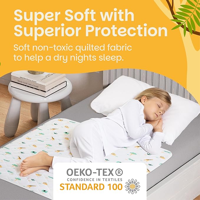 Lynmark® Potty Training Mattress Protector Pee Pads for Kids - Waterproof Toddler Bed Wetting Mat for Toilet Training - Non-Slip Washable Bedwetting Topper Absorbs Up to 2000ml - 35" x 33", Explorer
