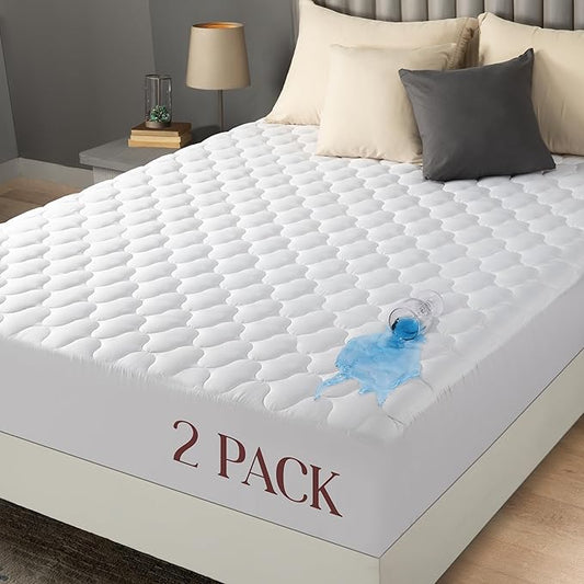 Utopia Bedding 2 Pack Waterproof Mattress Protector, Full Mattress Pad, Noiseless Quilted Fitted Cover with Deep Pocket Stretches up to 16 Inches (White)