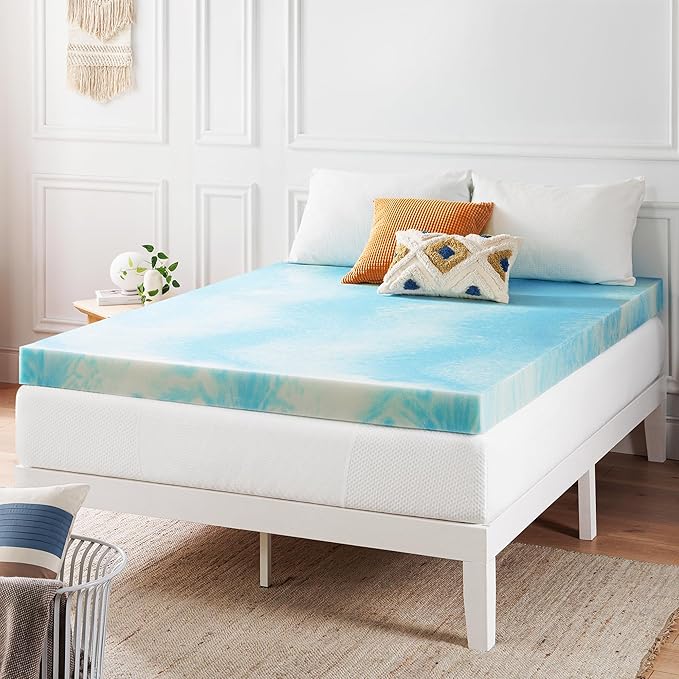 Best Price Mattress 4 Inch Swirl Gel AeroBreeze Cooling Air Flow Memory Foam Mattress Topper, Dorm Essentials, Queen