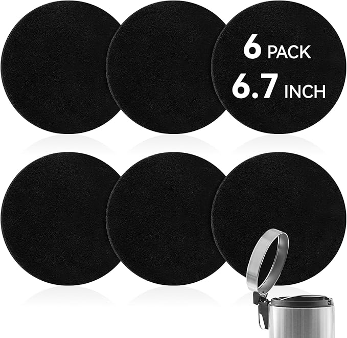 6 Pack Charcoal Filters for Compost Bucket, 6.7 Inch Compost Filters for Countertop Bin, Activated Carbon Replacement Filters for Kitchen Compost Bins, Home Bucket Compost Bin Refill, Round by MOWPOG