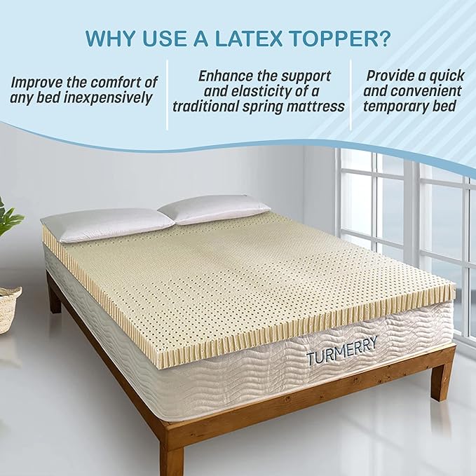 7-Zone Green Natural Organic Latex Mattress Topper Twin Size - 2 inch - Medium Firmness - GOLS Certified Latex Foam Bed Pad for Side Sleepers Zonal Support Durable and Breathable