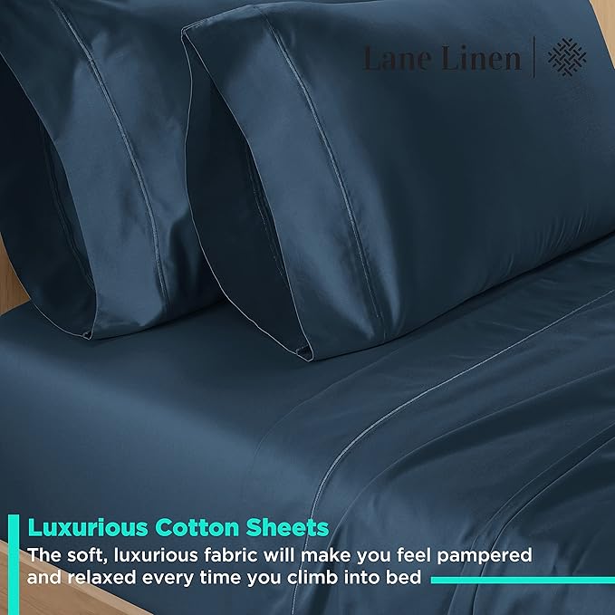 LANE LINEN Split King Sheet Sets for Adjustable Beds - 5 PCs, 600 Thread Count Split King Sheets Set - Sateen Weave King Split Sheets - Split Top King Sheets Set for Adjustable Bed - Denim