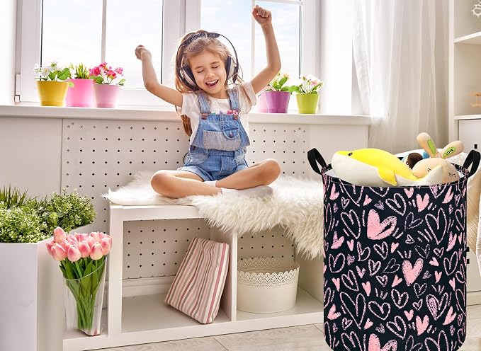 MAIZMZ Girls Room Storage Basket Decor Organizer Bins Kids Hamper Storage Bins Toy Box Women Laundry Basket Large Canvas Collapsible Chest for Home/Dorm/Kitchen/Pet/Office/Closet/Shelf/Gift Baskets - Image 6