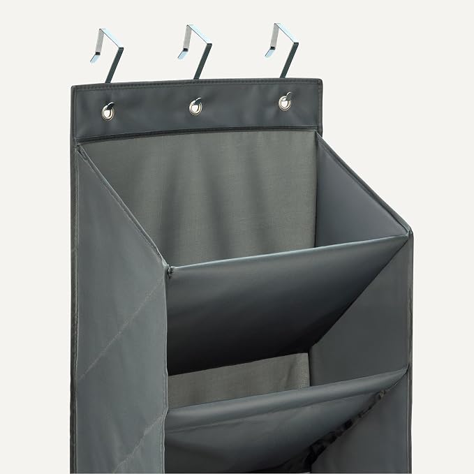 Amazon Basics 8 Tier Over the Door Shoe Organizer, Large Capacity Space Saving Hanging Shoe Storage for Closet and Dorm, Dark Grey - Image 4