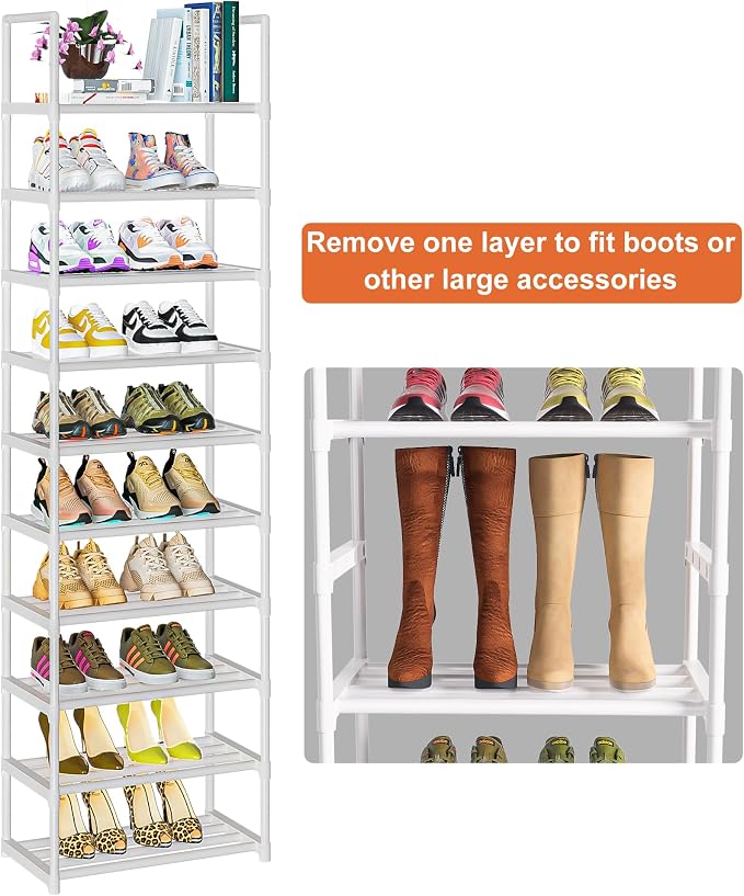 OYREL Shoe Rack Tall, Sturdy Metal Shoe Rack Organizer,Narrow Shoe Racks for Closets,Shoe Stand Shelf - Image 5