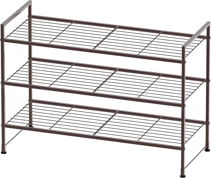 Simple Houseware 3-Tier Stackable Shoes Rack Storage Shelf, Bronze by SimpleHouseware