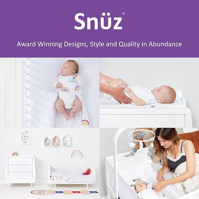 Snuz - Baby Crib Waterproof Mattress Protector for Night Time Accidents, Super Soft and Absorbent Cotton Pad, Hypoallergenic, Machine Washable (30 x 16”)