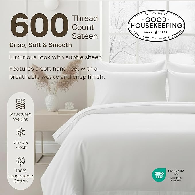 California Design Den Twin Sheet Set - 100% Cotton, Luxury 600 Thread Count Deep Pocket Twin Sheets, Soft Durable Bedding with Sateen Weave (Sage Green - Cool Tone)