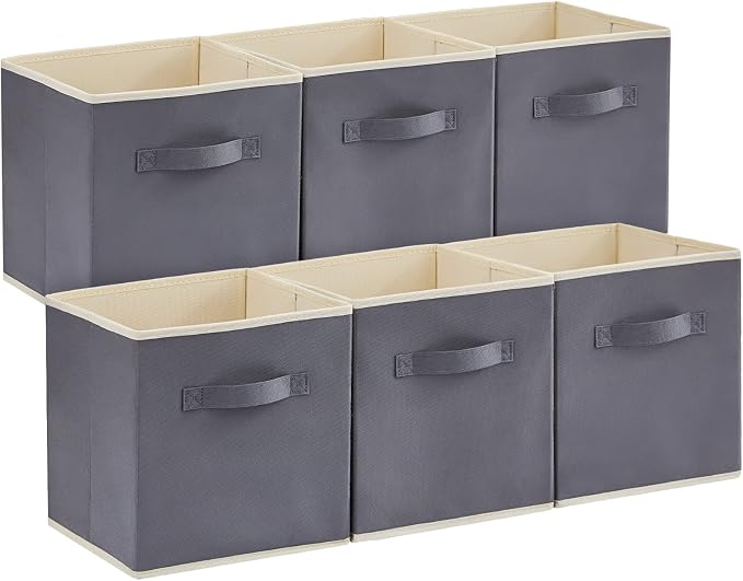 Lifewit Storage Cubes, Foldable Decorative Fabric Storage Baskets for Organizing Home Organizers with Handles for Shelves, Closet, 13 Inch Bins, 36L Gray, 6 Packs by Lifewit