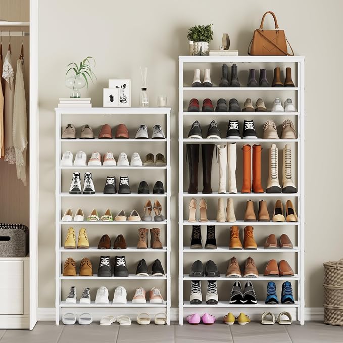 YATINEY 8 Tier Shoe Rack, Shoe Storage Organizer, Large Capacity Shoe Shelf Holds 32 Pairs of Shoes, Sturdy and Stable, for Entryway, Hallway, Closet, Dorm Room, White SS08WW - Image 8