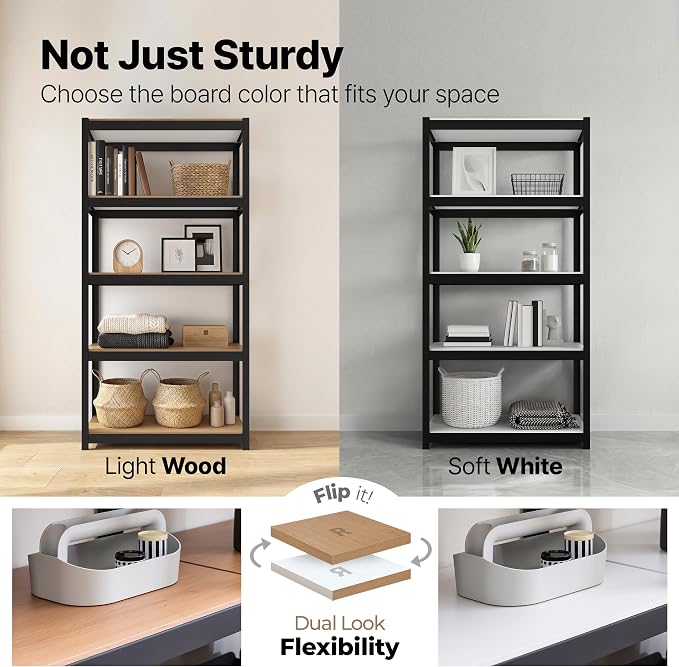 HOMEDANT House 48.1" W 5 Tier Heavy Duty Garage Shelving Adjustable Metal Rack Storage Shelves Standing Shelf Unit Organizers Industrial Warehouse Basement Black 2Pack - Image 12