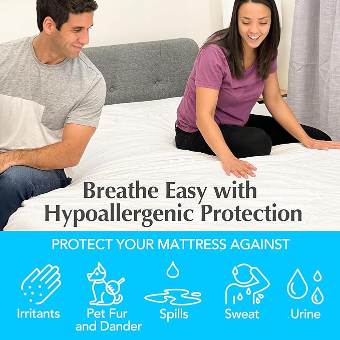 Handy Laundry Waterproof Mattress Protector – Breathable, Machine-Washable Mattress Cover – Perfect for Kids, Adults, and Pets – Extends Mattress Life. (Twin Size)