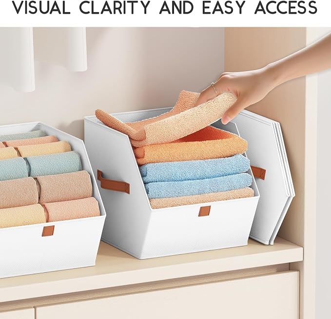 Homsorout Fabric Closet Storage Cubes - 6 Pack Square Storage Bins with Dual Handles for Clothes, Towels, Toys, Cube Storage Organizers for Bedroom, Nursery, Shelves, Closet, Small Spaces, White - Image 9