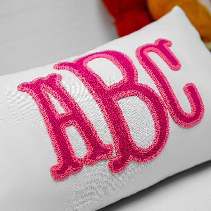 mia'spillow lab Monogram Custom Punch Needle Pillow, Embroidery Gift for Couple, Initial Wedding Monogram, New Home Housewarming Gift, Home Decorations Gift