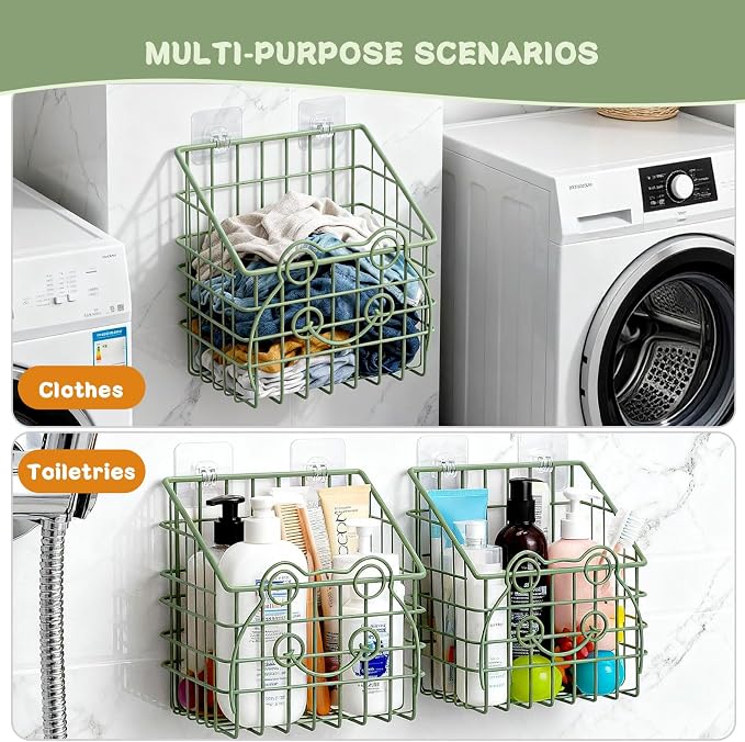 Greentainer 2 Pack Bath Toy Storage Organizer, Large Rustproof Metal Wire Basket, Wall Mounted Hanging Bathtub Holder, Bathroom Shower Caddy for Tub Toys & Toiletries - Image 6