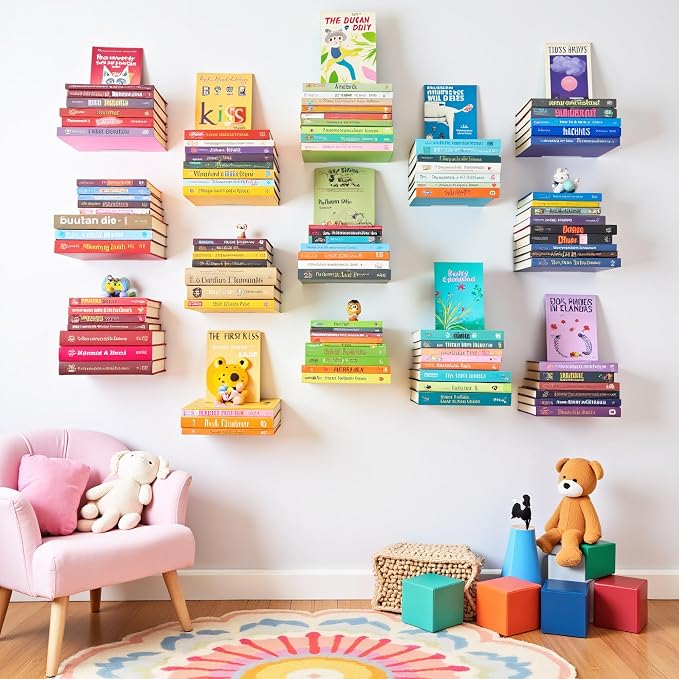 xympo Floating Invisible Bookshelf Wall Mounted (Set of 4) - Aluminum - Turn Books into Floating Shelves - Image 2