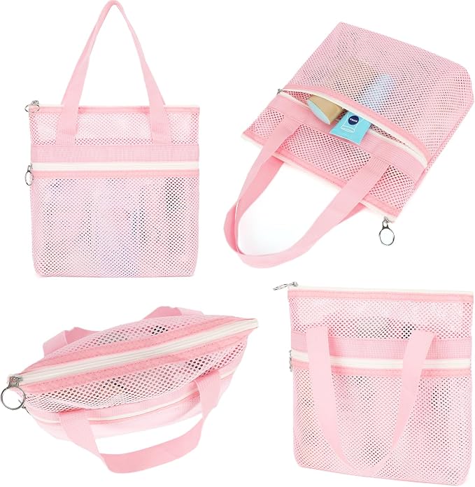 Fammart Mesh Shower Caddy Portable with Zipper & 2 Pockets - Quick Dry Shower Caddy Hanging for Travel Gym Camp Beach - Organizer Bag Bathroom Essentials for College Dorm - Image 6