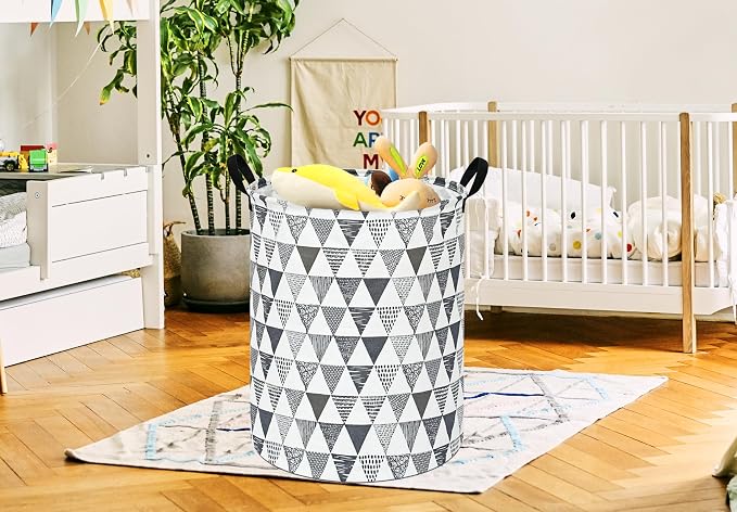 Baby Waterproof Storage Basket Kids Hamper Nursery Bins Organizer Gift Toy Box Laundry Basket for Women Large Canvas Collapsible Chest for Home/Dorm/Office/Room Decor - Image 4