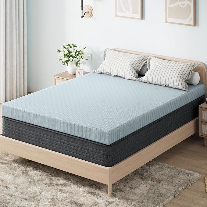 OhGeni 3 Inch Queen Memory Foam Mattress Topper Pad with Cover, Egg Crate Foam with Anti-Slip Base, Enhanced with Cooling Gel，Premium Comfort for Sleep & Back Pain Relief, Removable & Washable