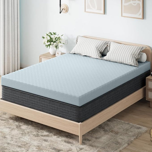 OhGeni 3 Inch Queen Memory Foam Mattress Topper Pad with Cover, Egg Crate Foam with Anti-Slip Base, Enhanced with Cooling Gel，Premium Comfort for Sleep & Back Pain Relief, Removable & Washable
