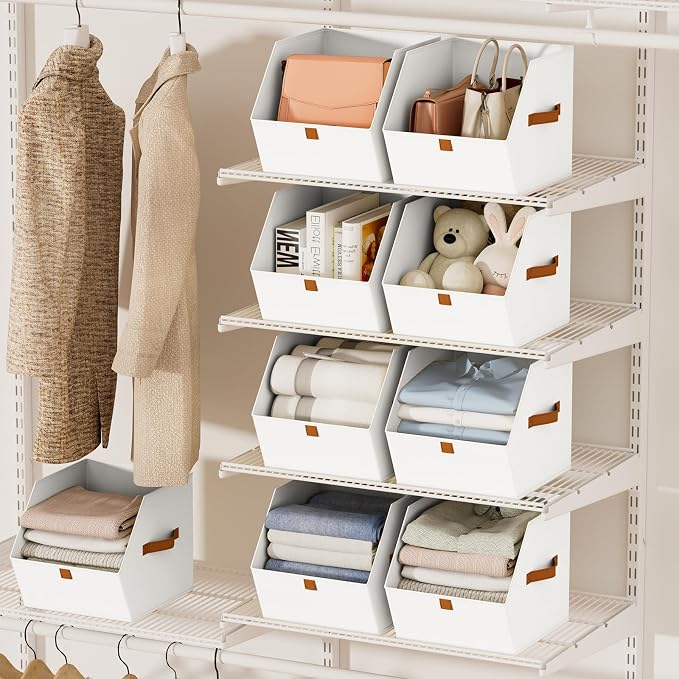 Homsorout Fabric Closet Storage Cubes - 6 Pack Square Storage Bins with Dual Handles for Clothes, Towels, Toys, Cube Storage Organizers for Bedroom, Nursery, Shelves, Closet, Small Spaces, White - Image 4