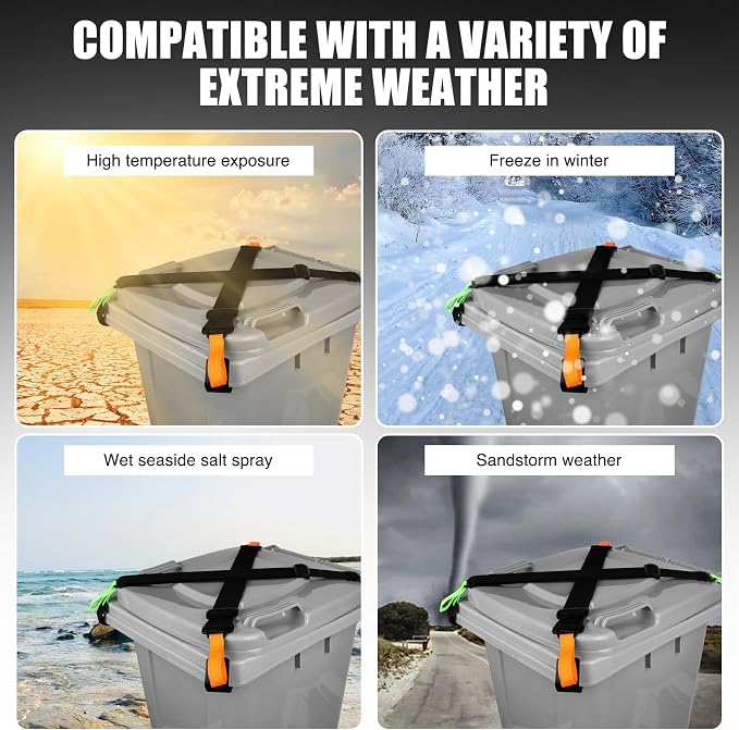 Trash Can Locks for Animals, 2 Pack Adjustable Garbage Can Locks with Reflective Strips, Trash Bin Locks for Animals, Raccoon and Animal Proof, Prevent Odor from Spreading, Fits Multiple Sizes Cans - Image 6