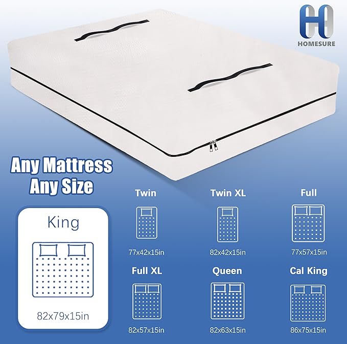 2 Pack Mattress Bags for Moving and Storage with 8 Handles - Semi-Transparent, King