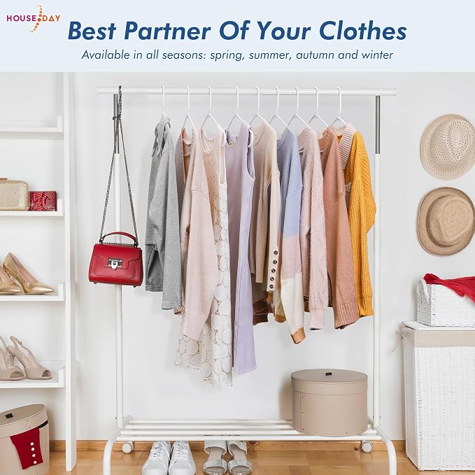 HOUSE DAY White Plastic Hangers 60 Pack, Clothes Hangers with Non Slip Hooks, Durable & Space Saving Coat Hanger, Light-Weight Clothing Hanger, Perfect Closet Organizer for Everyday Use - Image 8