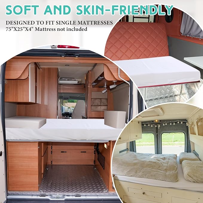 2-3 Inch Mattress Topper Cover (Only Cover) Memory Foam Protector Microfiber Memory Foam for Latex Mattress Topper Gel RV (Full 75 x 52 Inch,White)