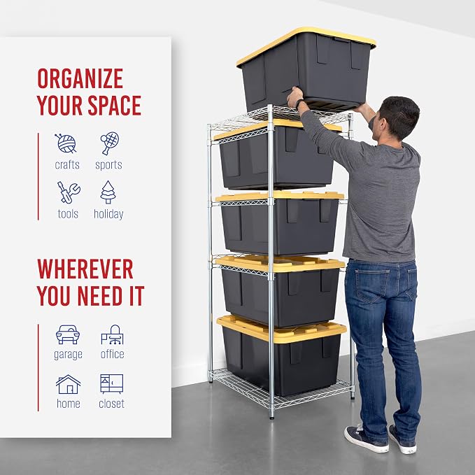 SafeRacks Tote Rack WS-BR27-5-Tier Steel, NSF Certified, Garage Bin Storage - 31 x 23 x 68 in, 1 Pack - Image 3