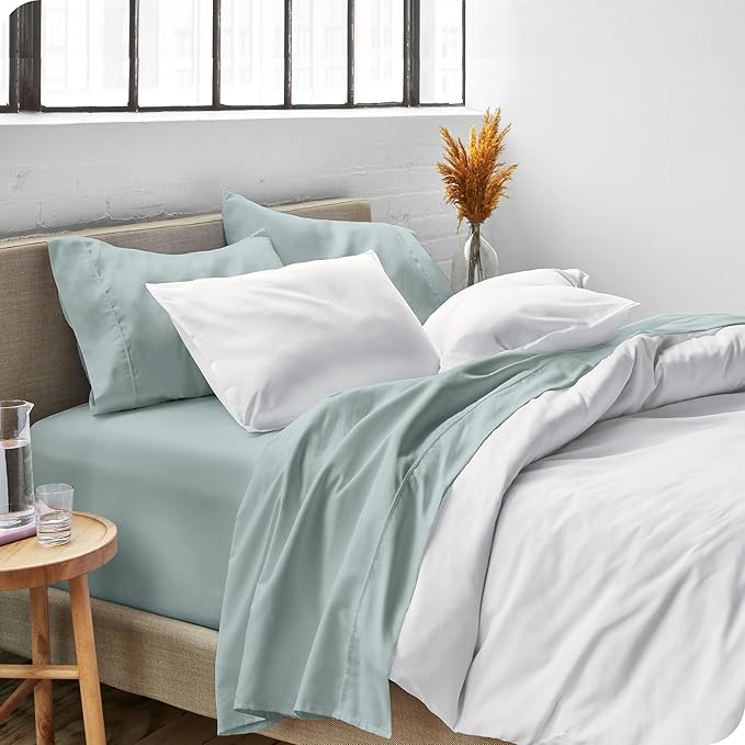 Bare Home Split Head Flex King Sheet Set - 1800 Ultra-Soft Microfiber Bed Sheets - Double Brushed - Deep Pockets - Easy Fit - 4 Piece Set - Bedding Sheets & Pillowcases (Sea Spray)