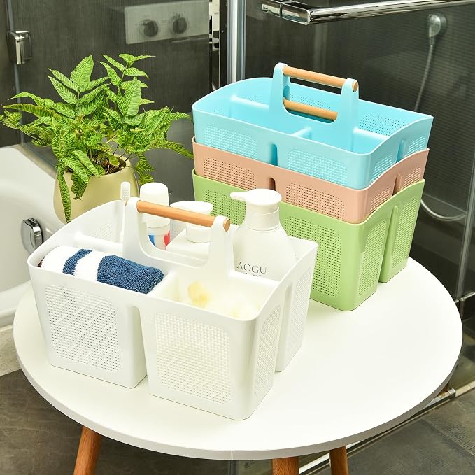 ALINK Portable Shower Caddy Basket with Compartments, Plastic Divided Cleaning Caddy Organizer Storage Tote with Handle for Bathroom, College, Dorm Room Essentials - Purple - Image 7