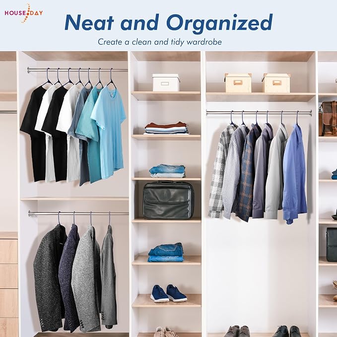 HOUSE DAY Black Plastic Hangers 40 Pack, Plastic Clothes Hangers with Built-in Strap Hooks, Space Saving Slim Hanger for Closet Organizers and Storage, Durable Clothing Hanger for Shirts Blouses Tops - Image 8