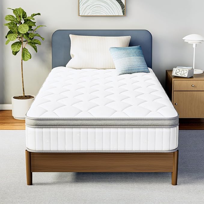Neo Sleep Twin Size Mattress, 12 Inch Hybrid Comfort & Supportive Mattress in a Box, Cooling Gel Memory Foam and Pocket Springs with Pressure Relief, CertiPUR-US Certified, Medium Firm