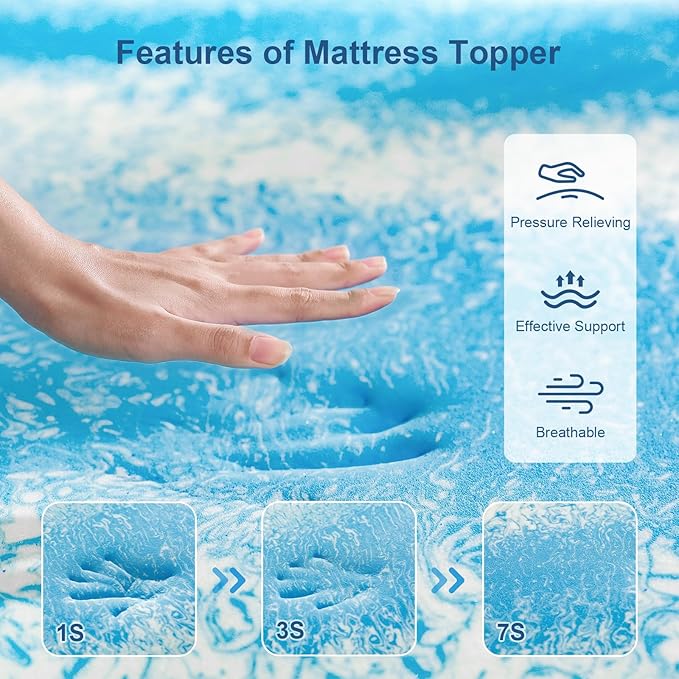 2 Inch Gel Memory Foam Mattress Topper, Full Size Cooling Bed Topper for Back Pain & Pressure Relief