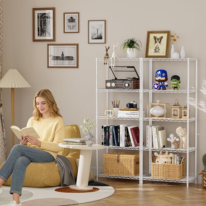 SINGAYE Shelf Wire Shelving Adjustable Storage Shelves Rack Standing Units for Kitchen Closet Laundry Bathroom Organizers Metal Pantry Narrow Mesh Gaps 12" D x 22" W x 59" H White - Image 7