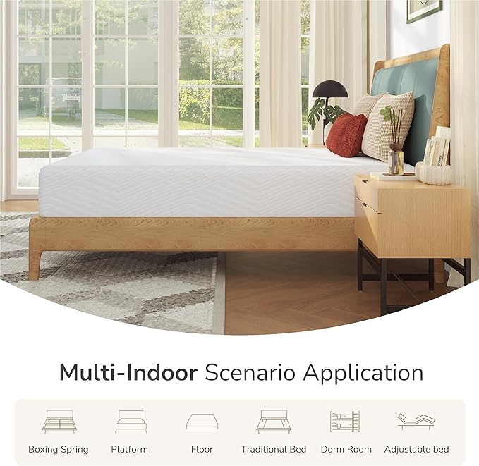 MLILY King Mattress in a Box, 12 inch Mattresses for Platform Bed Double Size Daybed, Green Tea Memory Foam Mattress for Cool Sleep & Pressure Relief, Medium