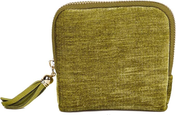 ASINGYER Travel Jewelry Storage Bag for Women, Velvet Portable Jewelry Organizer with Tassel Zipper, Small Pouches for Bracelets Necklaces Rings Earrings, Wedding Gift for Women (Green) by ASINGYERbyASINGYERHOME
